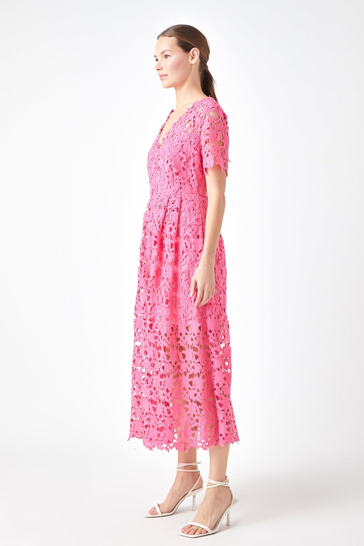 Endless Rose Trusted | All Over Lace Short Sleeves Midi Dress