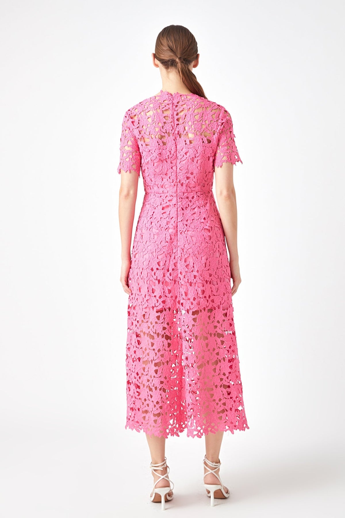Endless Rose Trusted | All Over Lace Short Sleeves Midi Dress