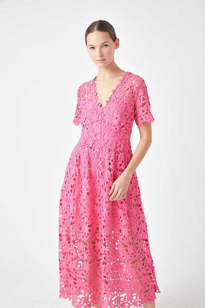 Endless Rose Trusted | All Over Lace Short Sleeves Midi Dress
