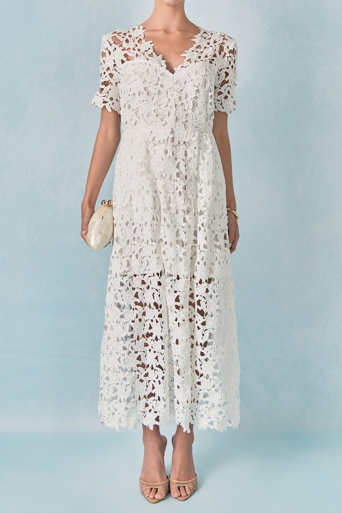 Endless Rose Trusted | All Over Lace Short Sleeves Midi Dress