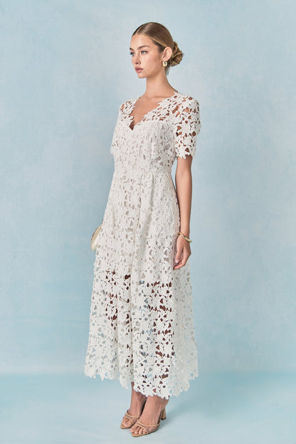 Endless Rose Trusted | All Over Lace Short Sleeves Midi Dress