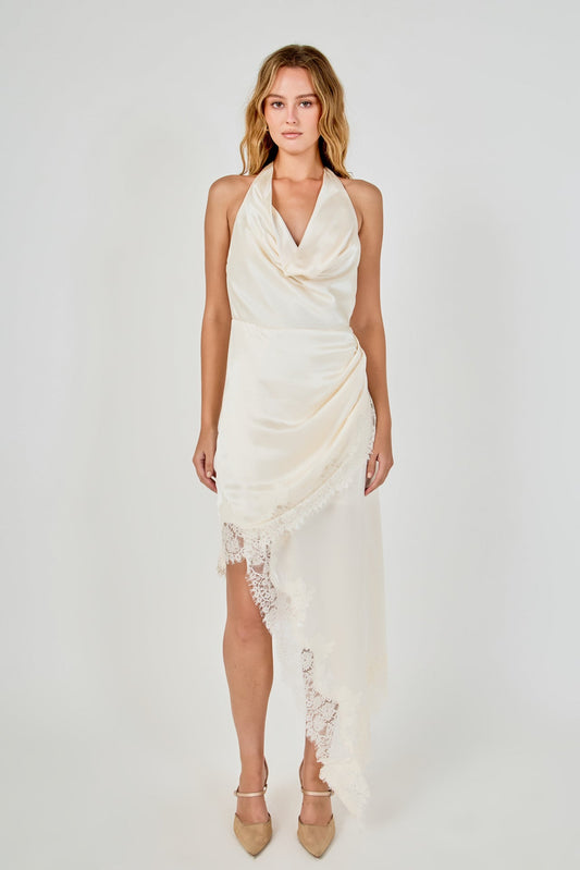 Endless Rose Value | Satin Lace Asymmetrical Dress