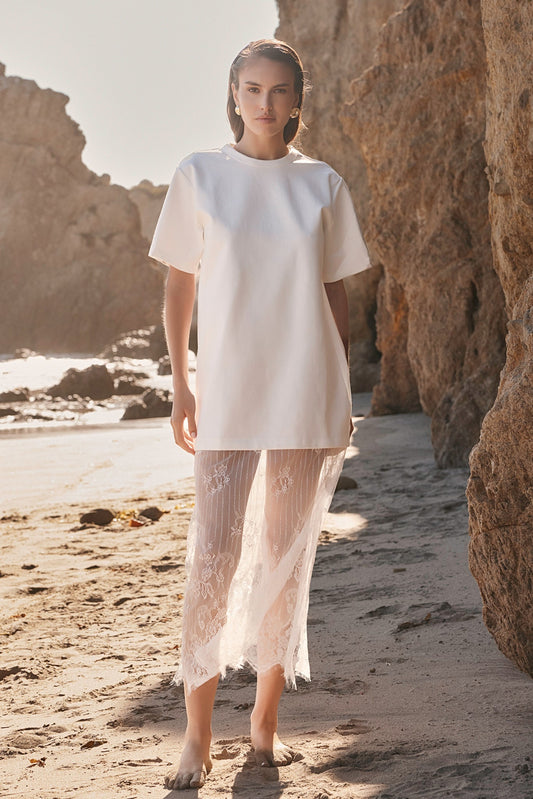 Endless Rose Top Pick | Mix Lace T-shirt Midi Dress