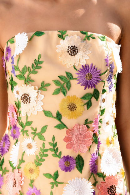 Endless Rose Premium | Floral Embroidered Mini Strapless Dress