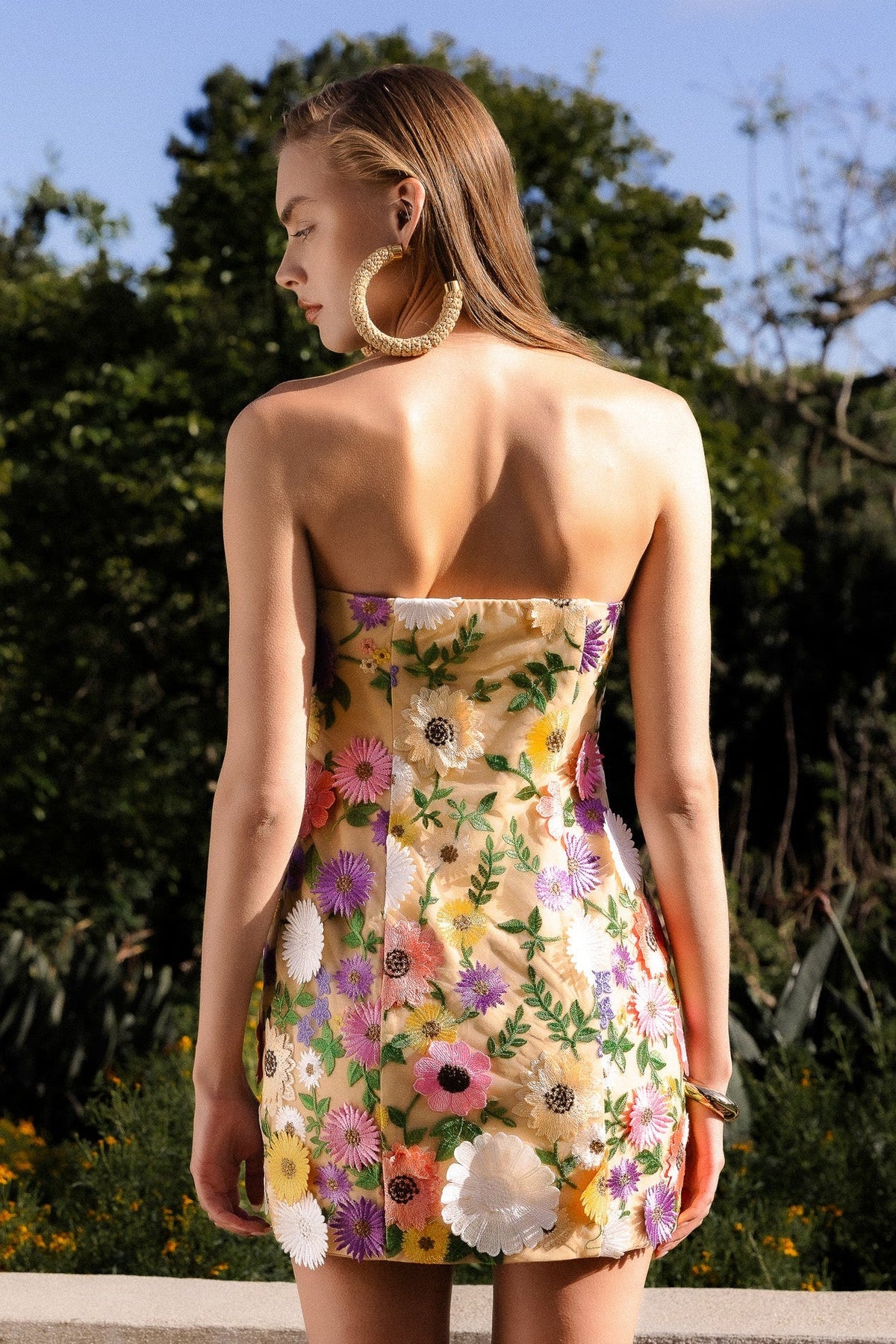 Endless Rose Premium | Floral Embroidered Mini Strapless Dress