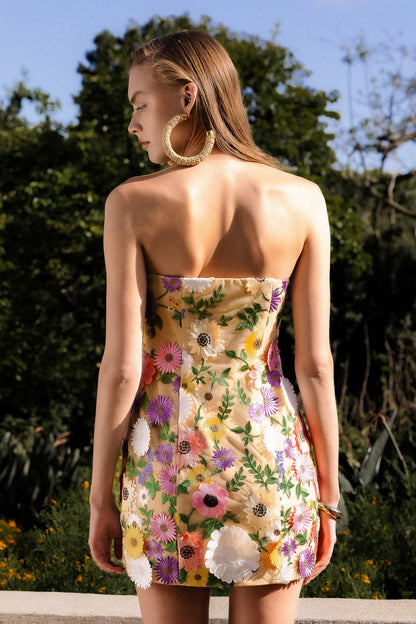 Endless Rose Premium | Floral Embroidered Mini Strapless Dress