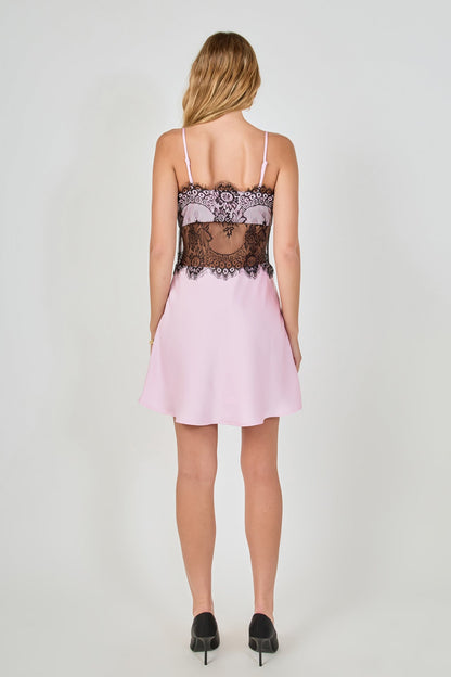 Endless Rose Everyday | Lace-Bodice Satin Slip Mini Dress