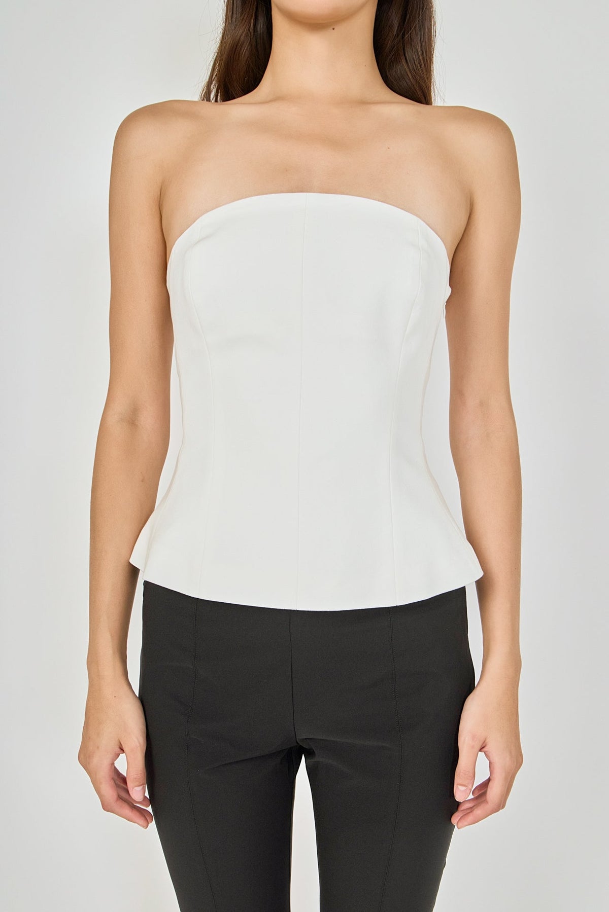 Endless Rose Customer Favorite | Strapless Paneled Peplum Top