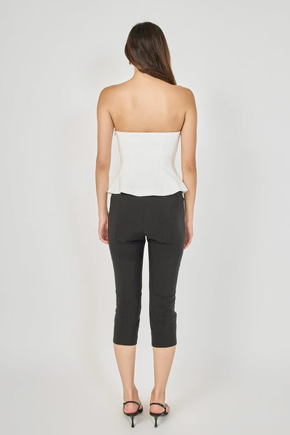 Endless Rose Customer Favorite | Strapless Paneled Peplum Top