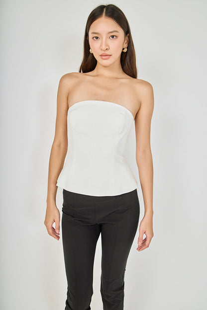 Endless Rose Customer Favorite | Strapless Paneled Peplum Top