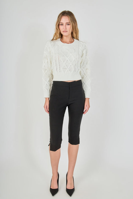 Endless Rose Best Seller | Feather Detail Cropped Sweater