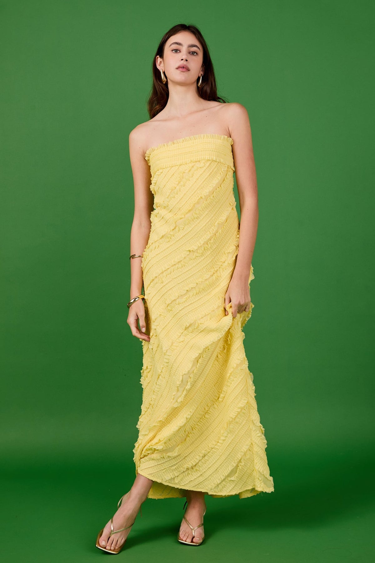Endless Rose Sale | Juliette Strapless Ruffled Maxi Dress