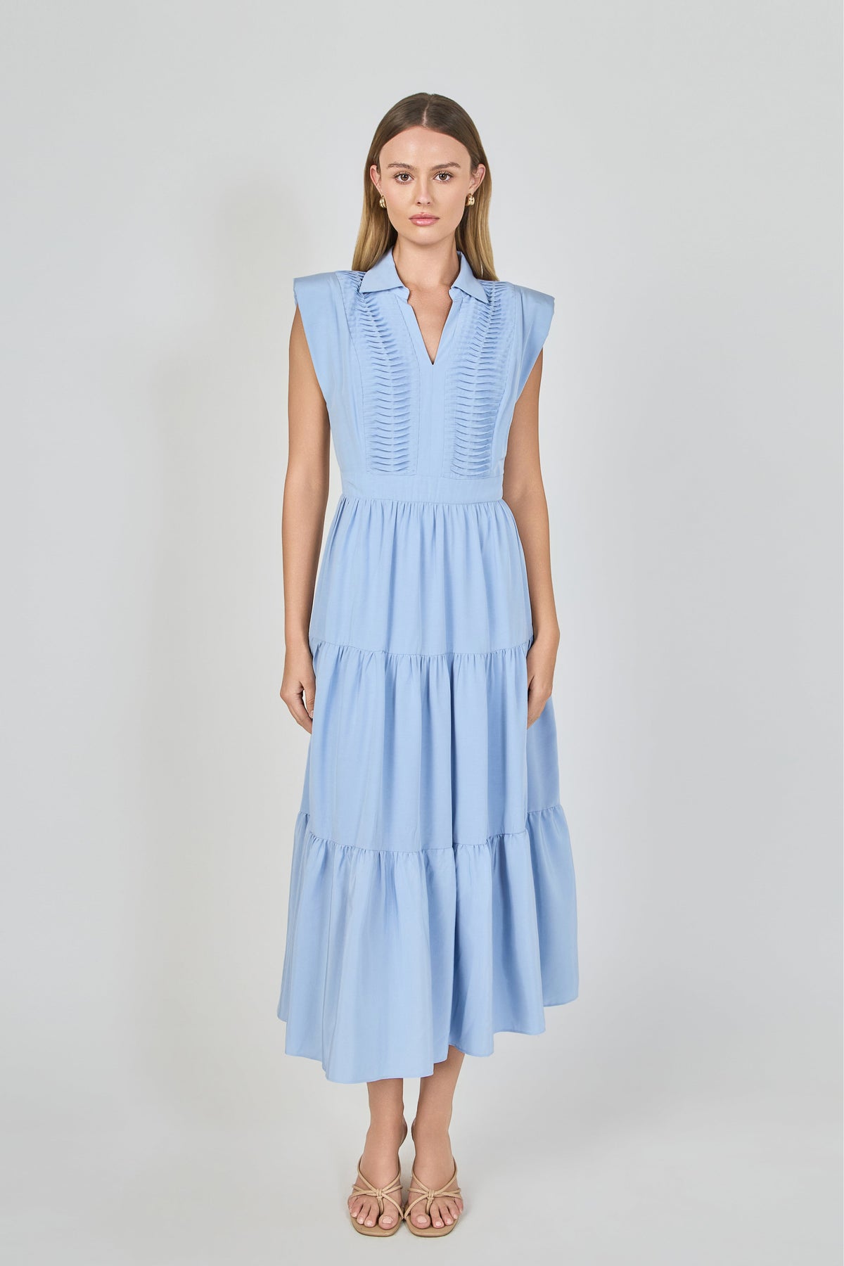 Endless Rose Trusted | Pintuck Details Sleeveless Midi Dress