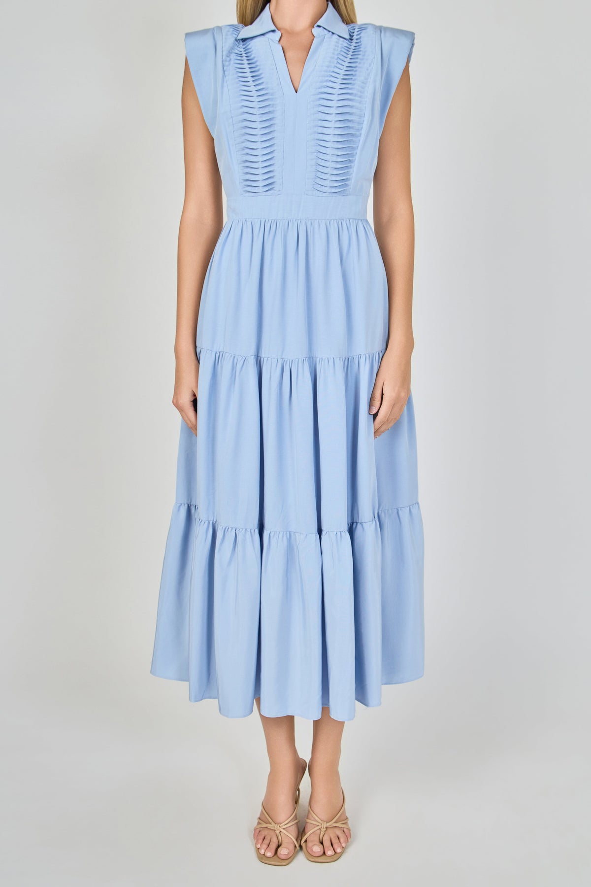 Endless Rose Trusted | Pintuck Details Sleeveless Midi Dress