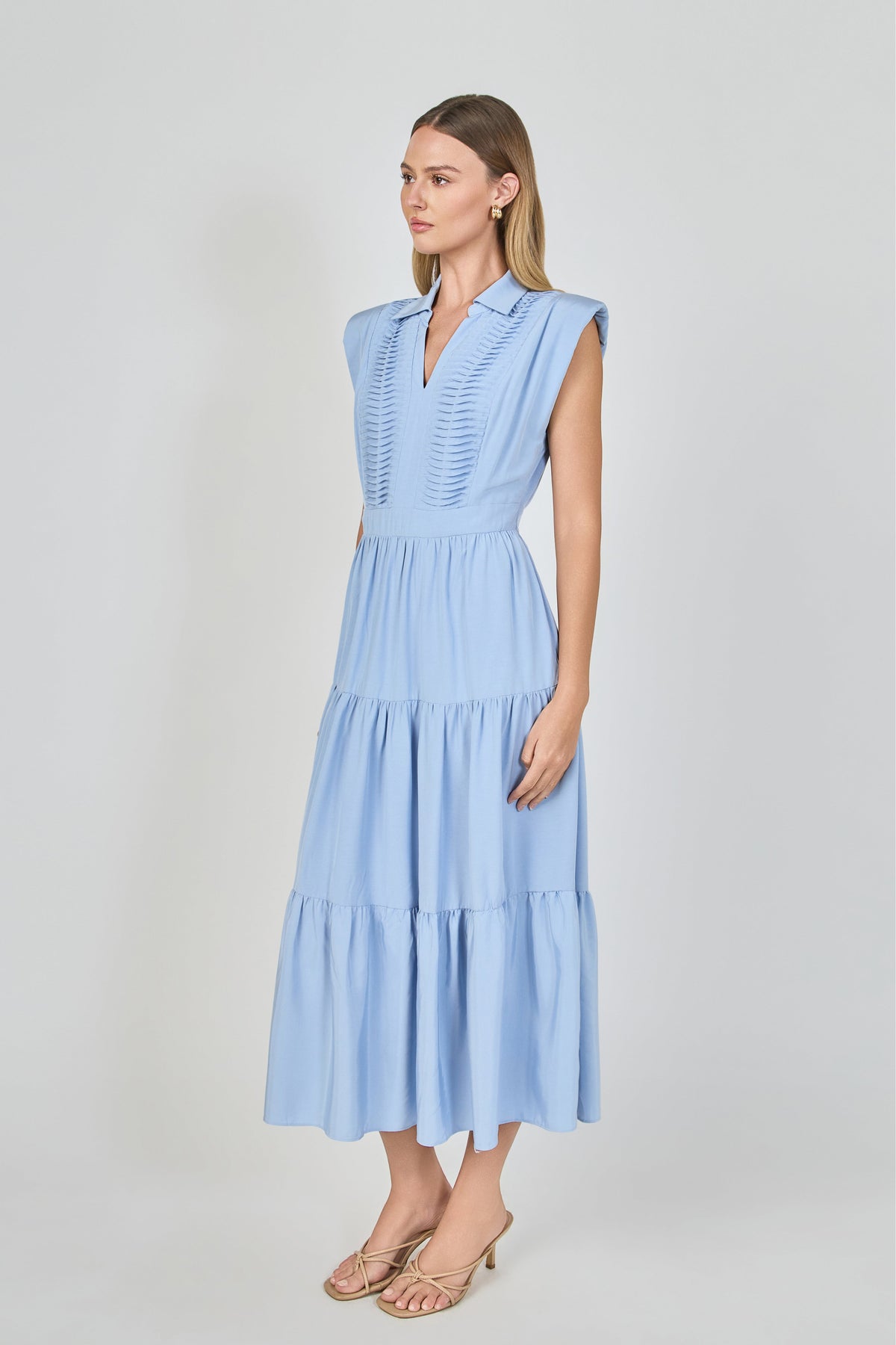 Endless Rose Trusted | Pintuck Details Sleeveless Midi Dress