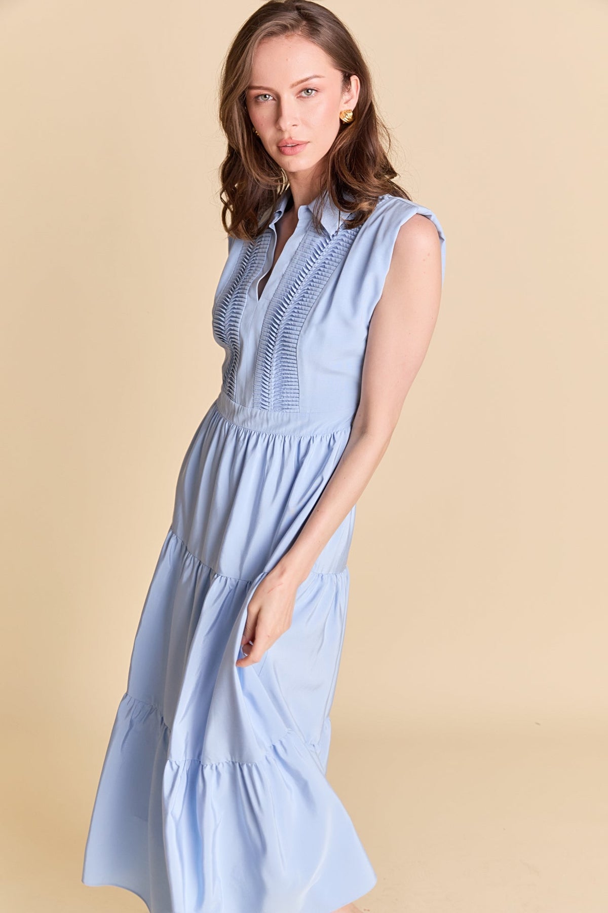 Endless Rose Trusted | Pintuck Details Sleeveless Midi Dress