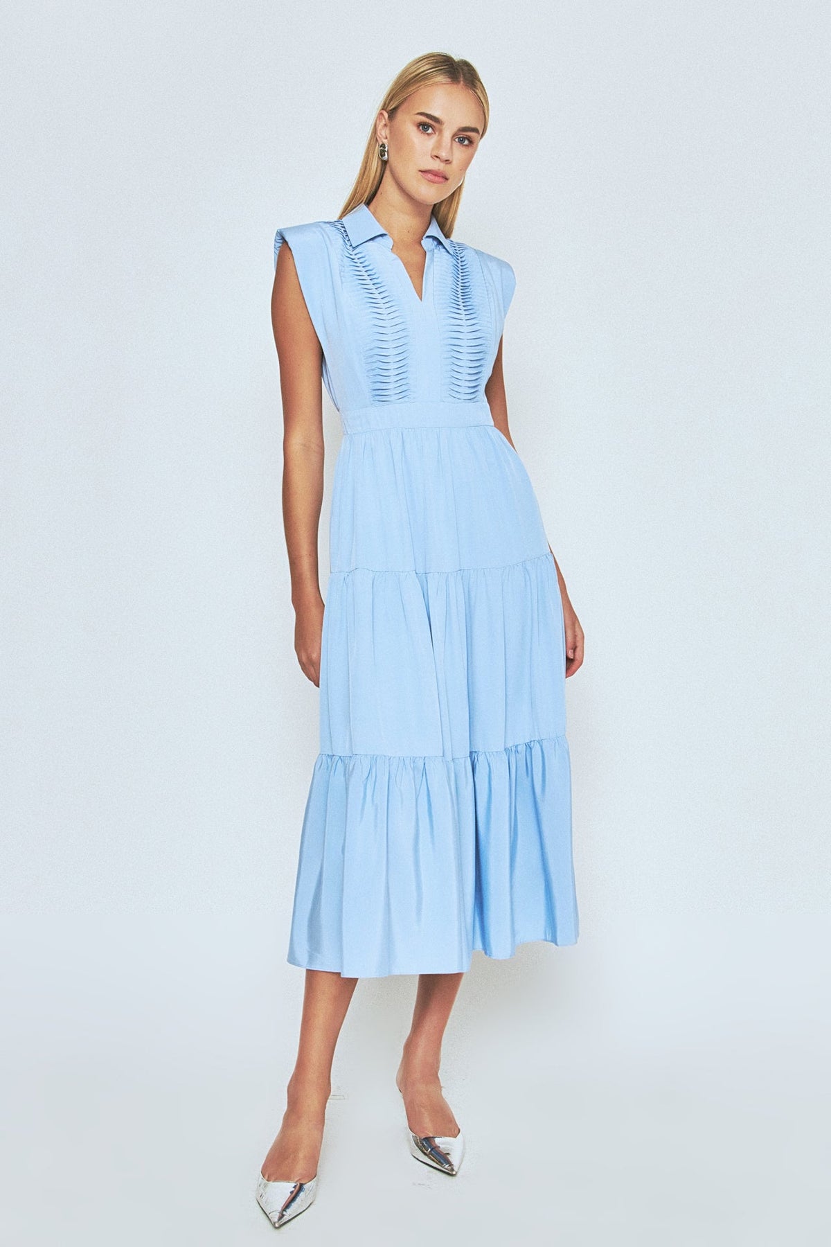Endless Rose Trusted | Pintuck Details Sleeveless Midi Dress