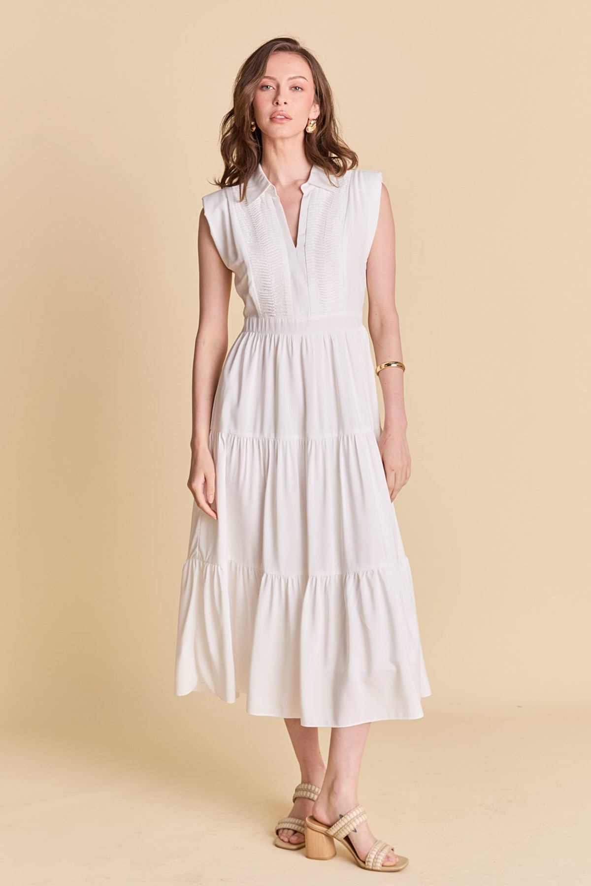 Endless Rose Trusted | Pintuck Details Sleeveless Midi Dress