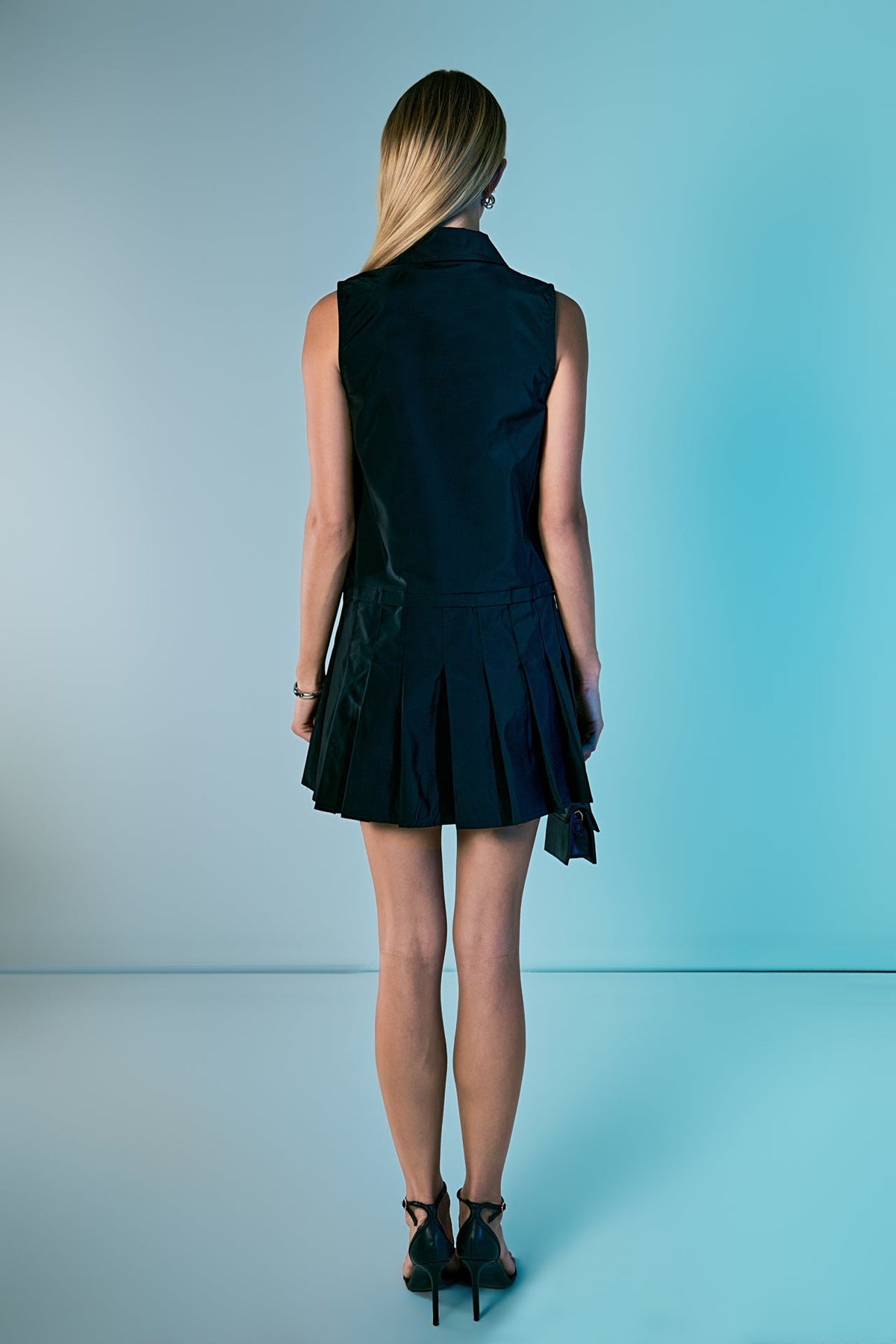 Endless Rose Trusted | Sleeveless Zip Up Pleated Mini Dress