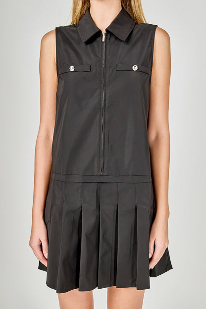 Endless Rose Trusted | Sleeveless Zip Up Pleated Mini Dress
