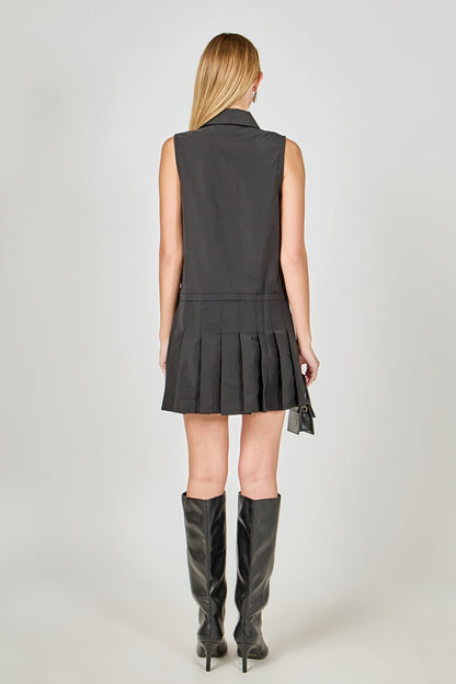 Endless Rose Trusted | Sleeveless Zip Up Pleated Mini Dress