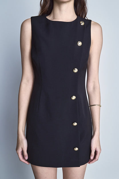 Endless Rose Signature | Boat Neck Buttoned Mini Dress