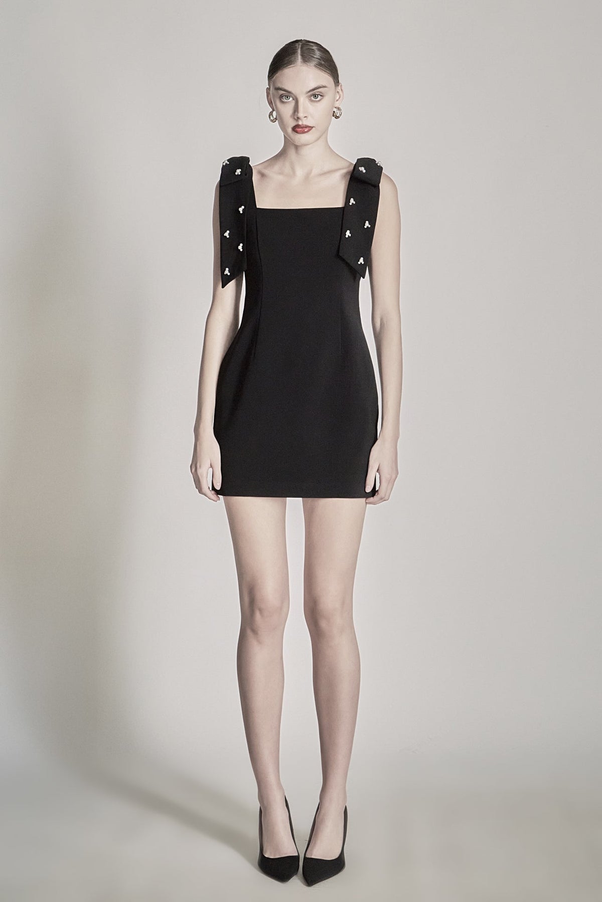 Endless Rose Exclusive | Mini Dress With Rhinestone & Pearl Embellished Bow