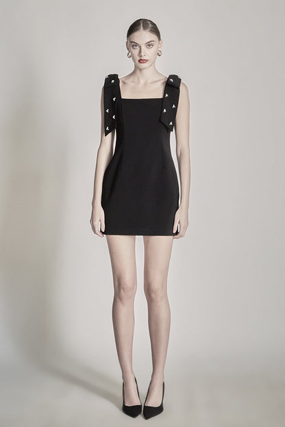 Endless Rose Exclusive | Mini Dress With Rhinestone & Pearl Embellished Bow