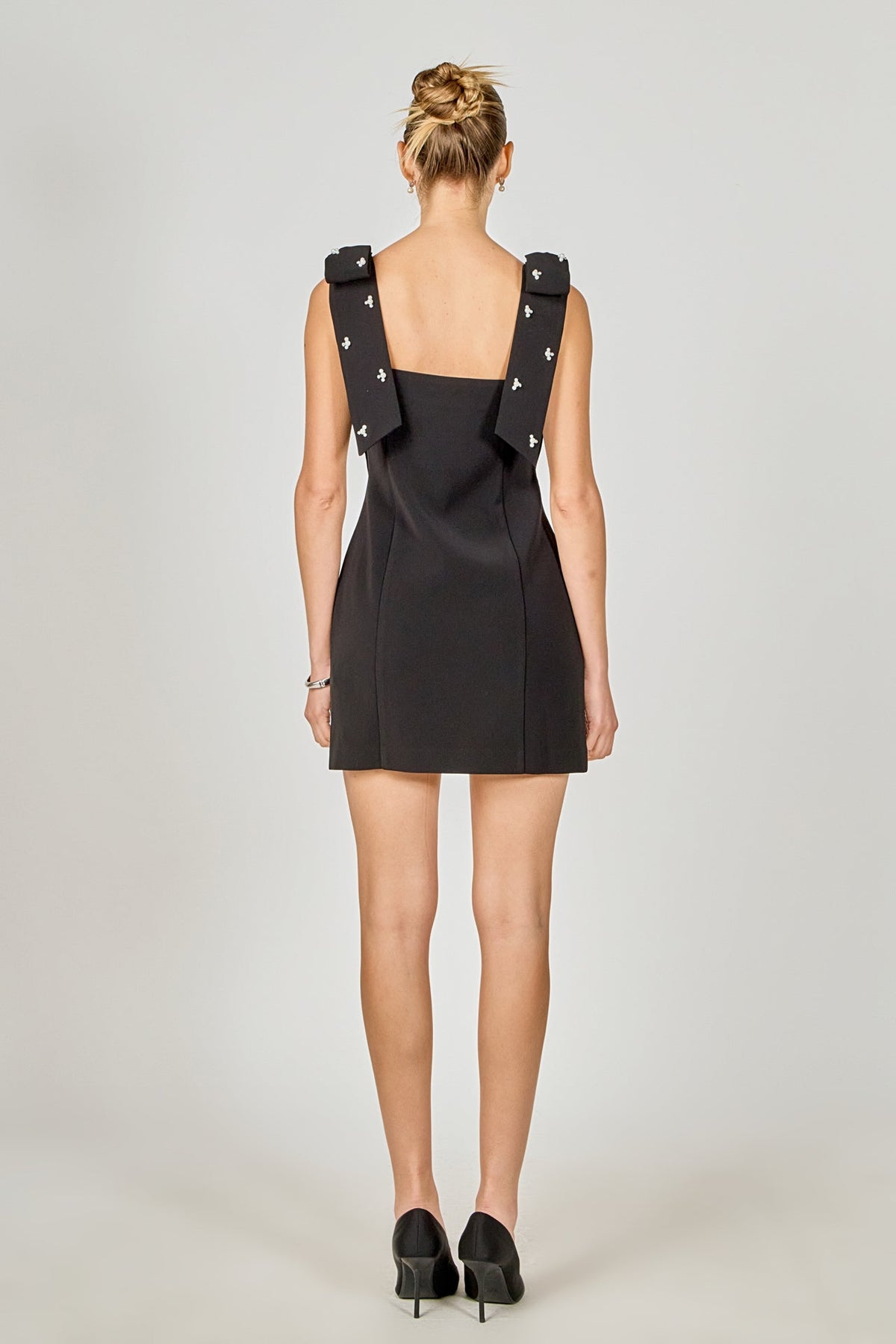 Endless Rose Exclusive | Mini Dress With Rhinestone & Pearl Embellished Bow