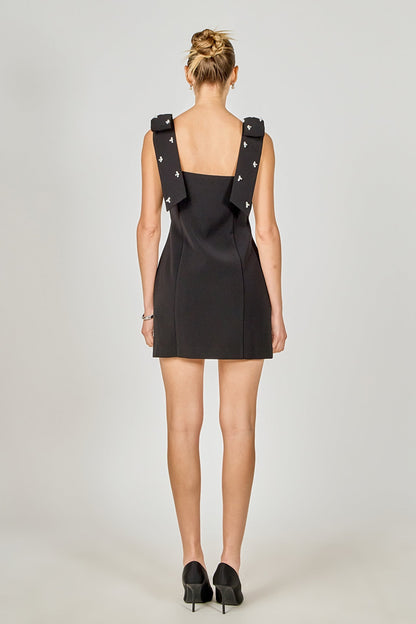 Endless Rose Exclusive | Mini Dress With Rhinestone & Pearl Embellished Bow