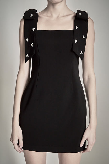 Endless Rose Exclusive | Mini Dress With Rhinestone & Pearl Embellished Bow