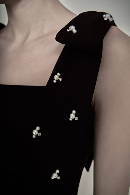 Endless Rose Exclusive | Mini Dress With Rhinestone & Pearl Embellished Bow