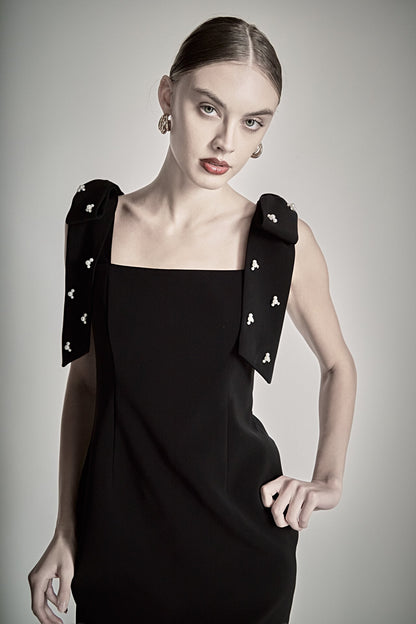 Endless Rose Exclusive | Mini Dress With Rhinestone & Pearl Embellished Bow