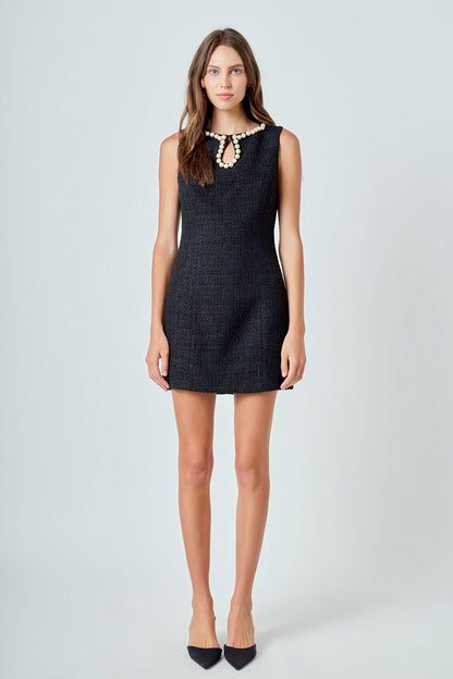 Endless Rose Customer Favorite | Pearl Accented Cutout Mini Dress