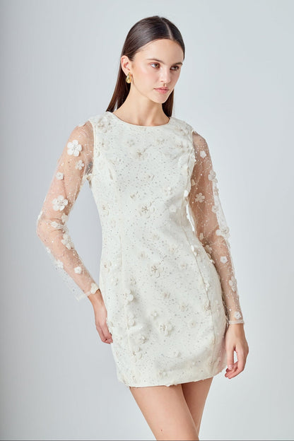 Endless Rose Smart Buy | Beaded Overlay Floral Mini Dress