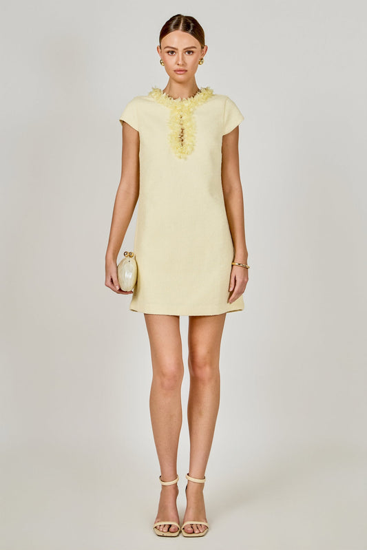 Endless Rose Special Offer | Tweed Mini Dress With Floral Trim