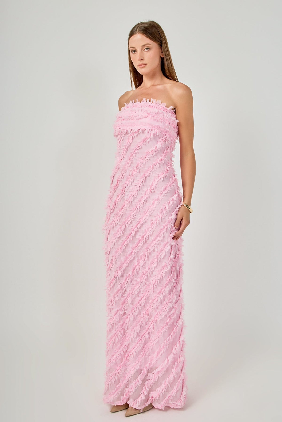 Endless Rose Signature | Strapless Ruffled Maxi Dress