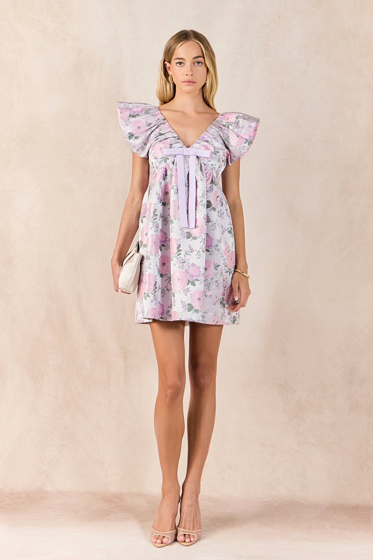 Endless Rose Exclusive | Jacquard Mini Dress with Bow