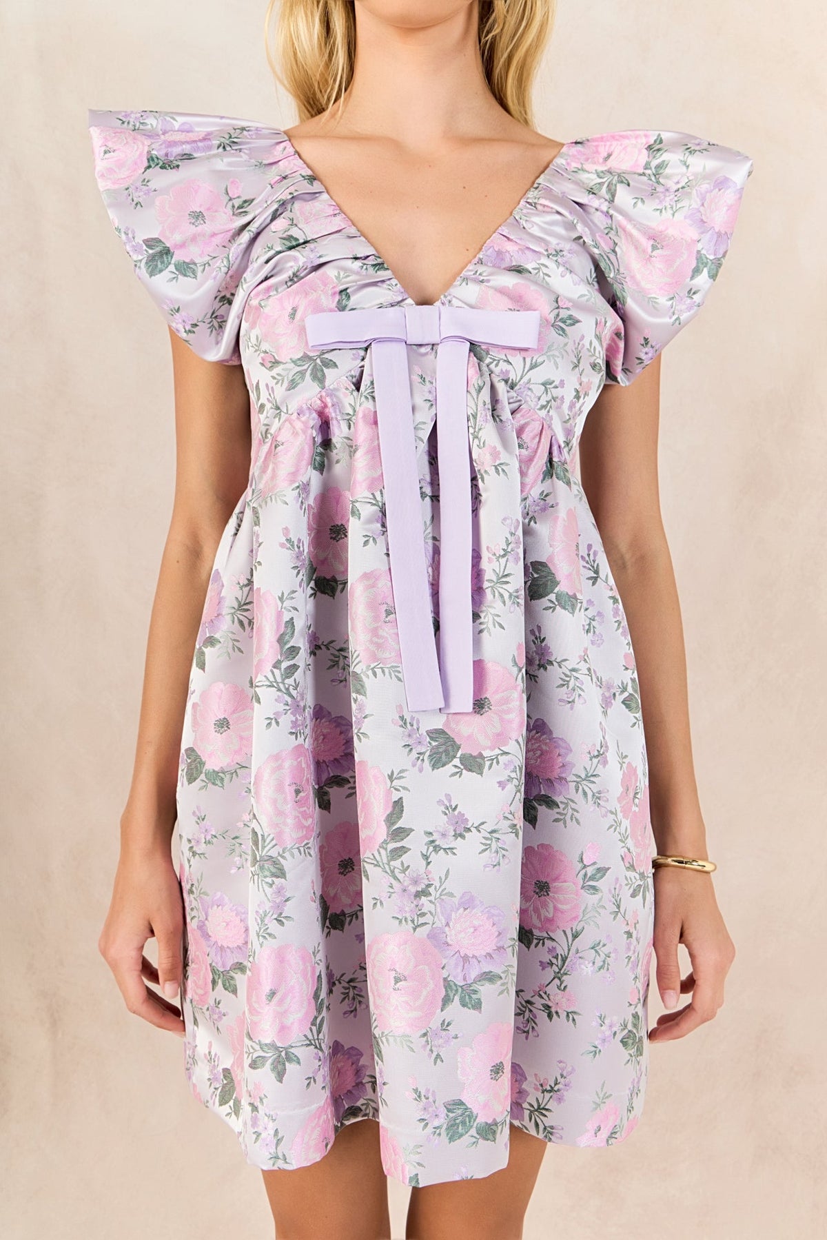 Endless Rose Exclusive | Jacquard Mini Dress with Bow