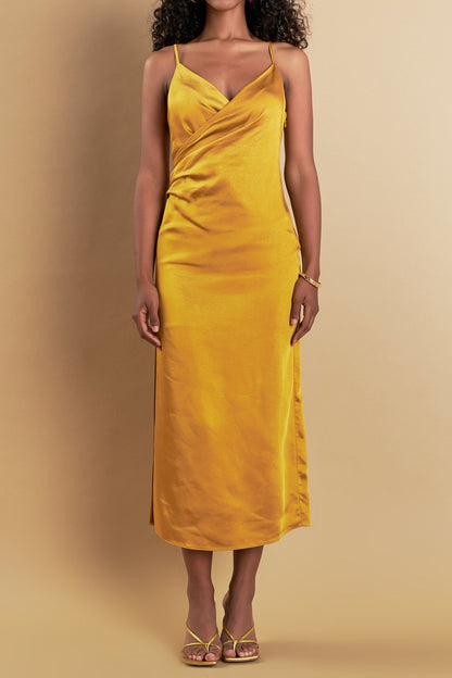 Endless Rose Everyday | Satin Wrap Midi Dress