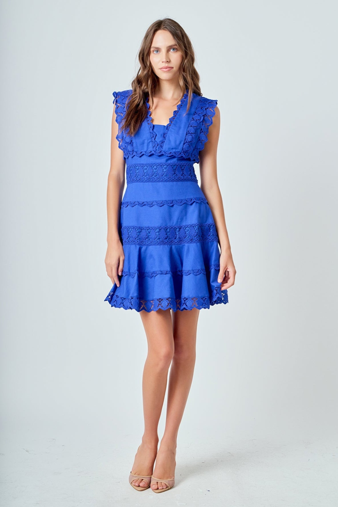 Endless Rose Best Seller | Plunging Neck Lace Trim Dress
