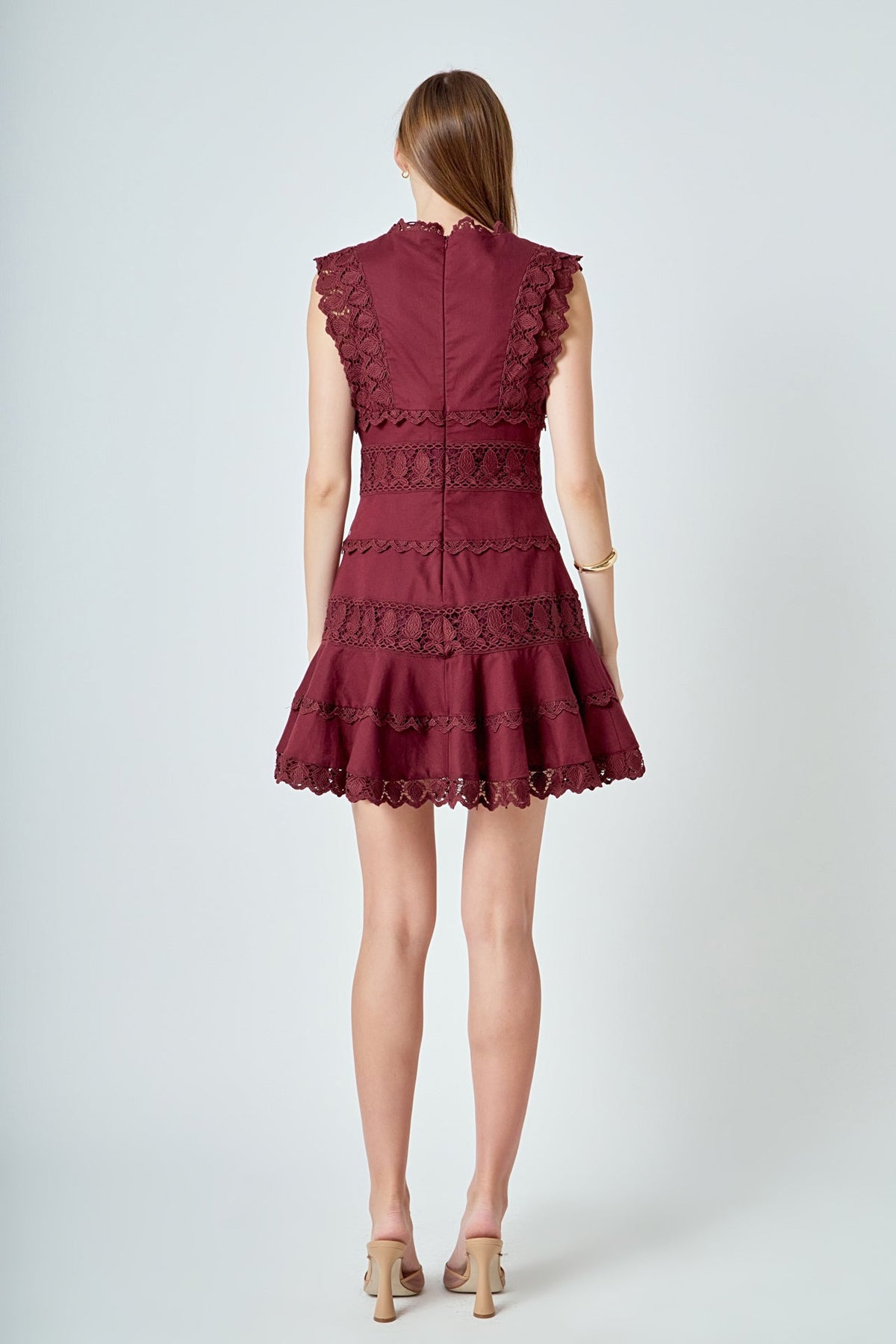 Endless Rose Best Seller | Plunging Neck Lace Trim Dress