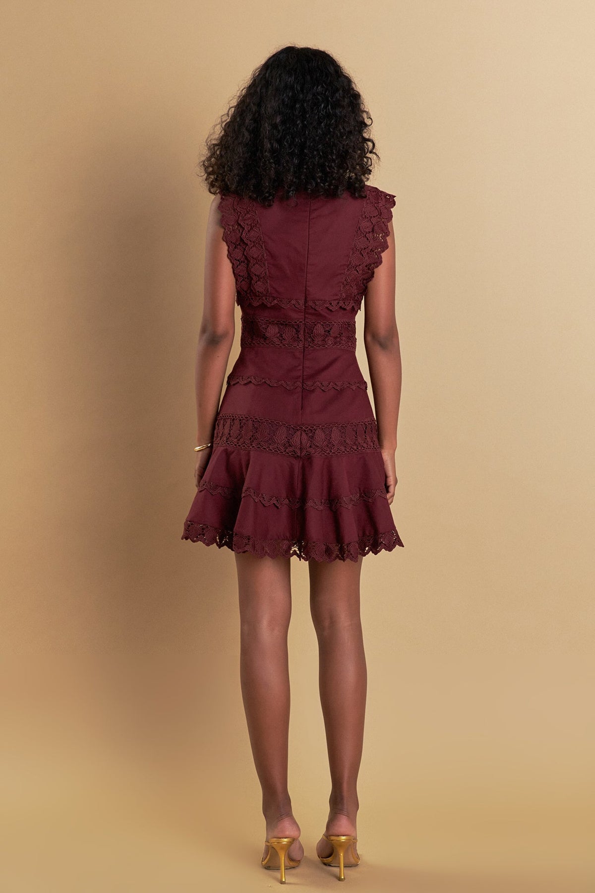 Endless Rose Best Seller | Plunging Neck Lace Trim Dress