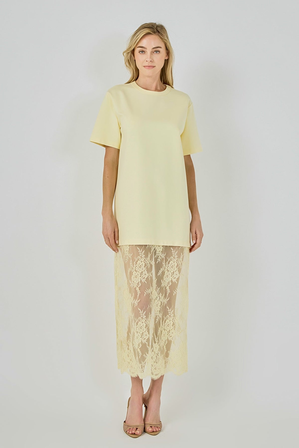 Endless Rose Recommended | Mix Media T-Shirt Lace Maxi Dress