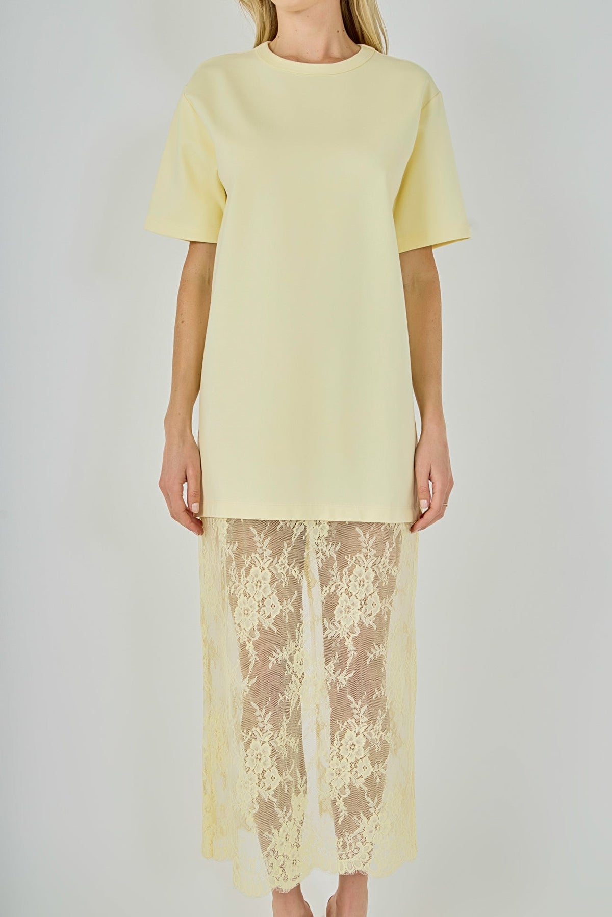Endless Rose Recommended | Mix Media T-Shirt Lace Maxi Dress