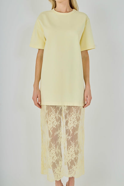 Endless Rose Recommended | Mix Media T-Shirt Lace Maxi Dress