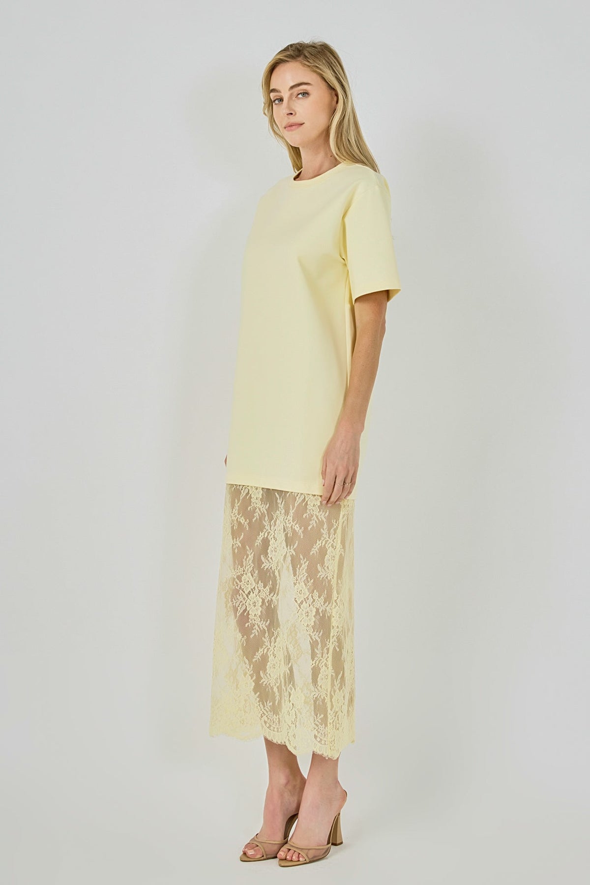 Endless Rose Recommended | Mix Media T-Shirt Lace Maxi Dress