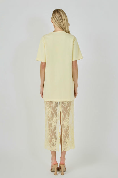 Endless Rose Recommended | Mix Media T-Shirt Lace Maxi Dress