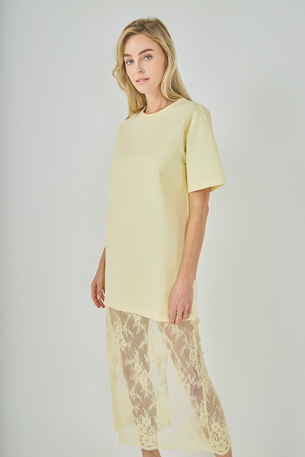 Endless Rose Recommended | Mix Media T-Shirt Lace Maxi Dress