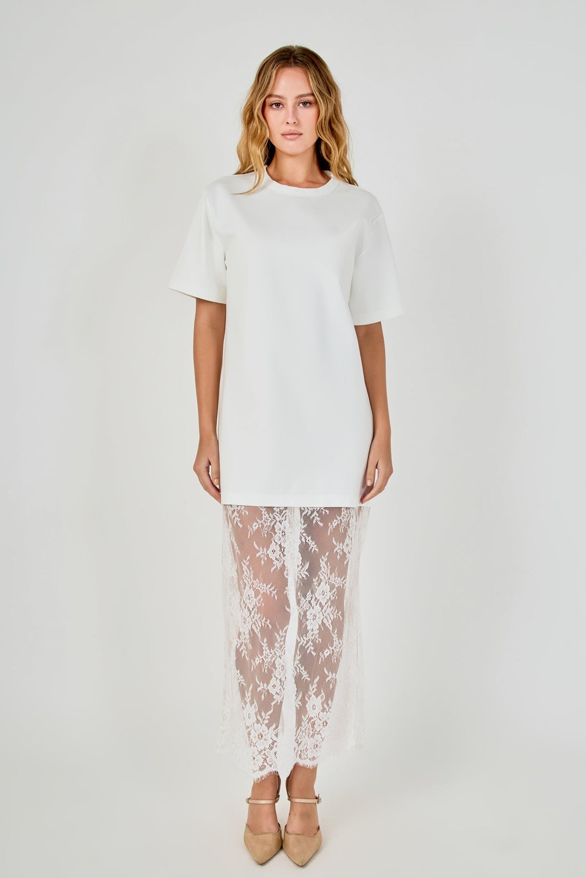 Endless Rose Recommended | Mix Media T-Shirt Lace Maxi Dress